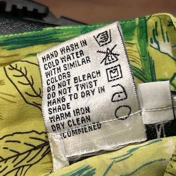 Piano Shirt Womens 3X Vintage Floral Leaf Print Long Sleeve Button Up 100% Silk - Picture 4 of 7